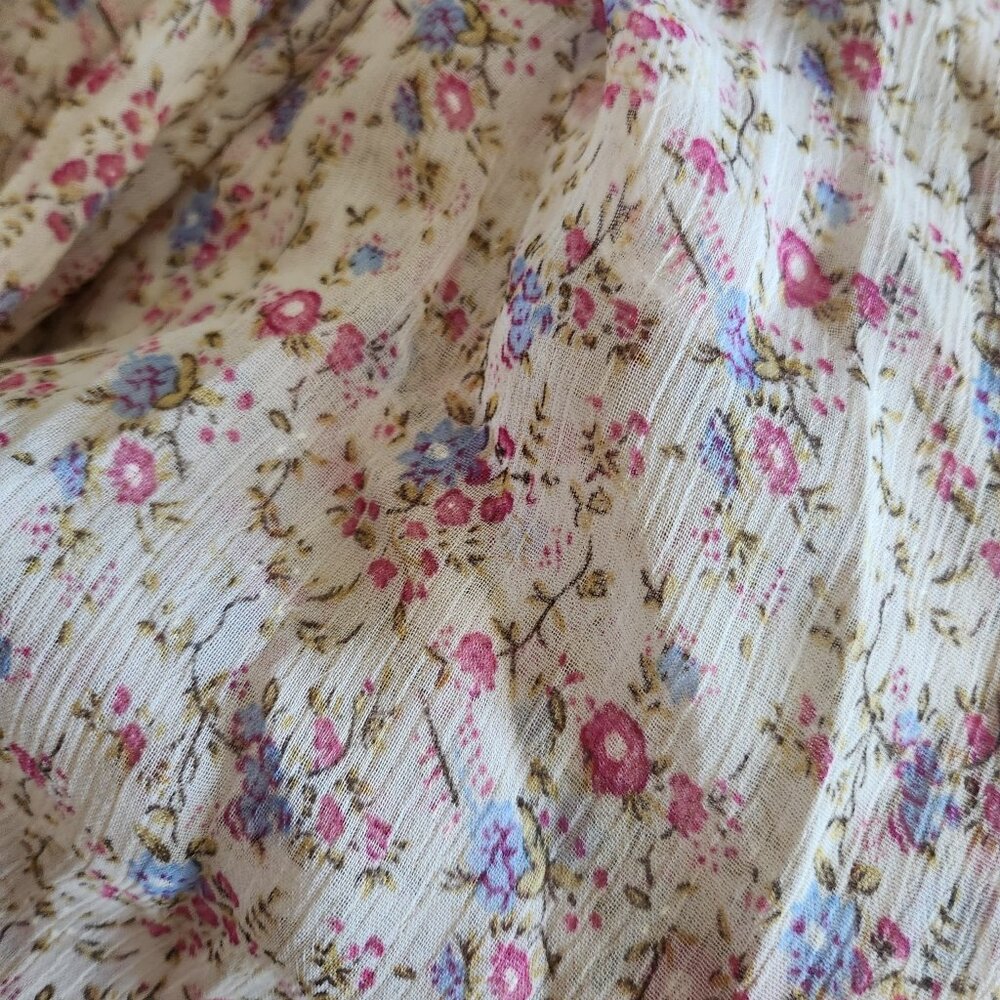 Sheer Floral Woven Fabric - 1 Yard, 56" Wide (Cottagecore, Chiffon-Like Drape )